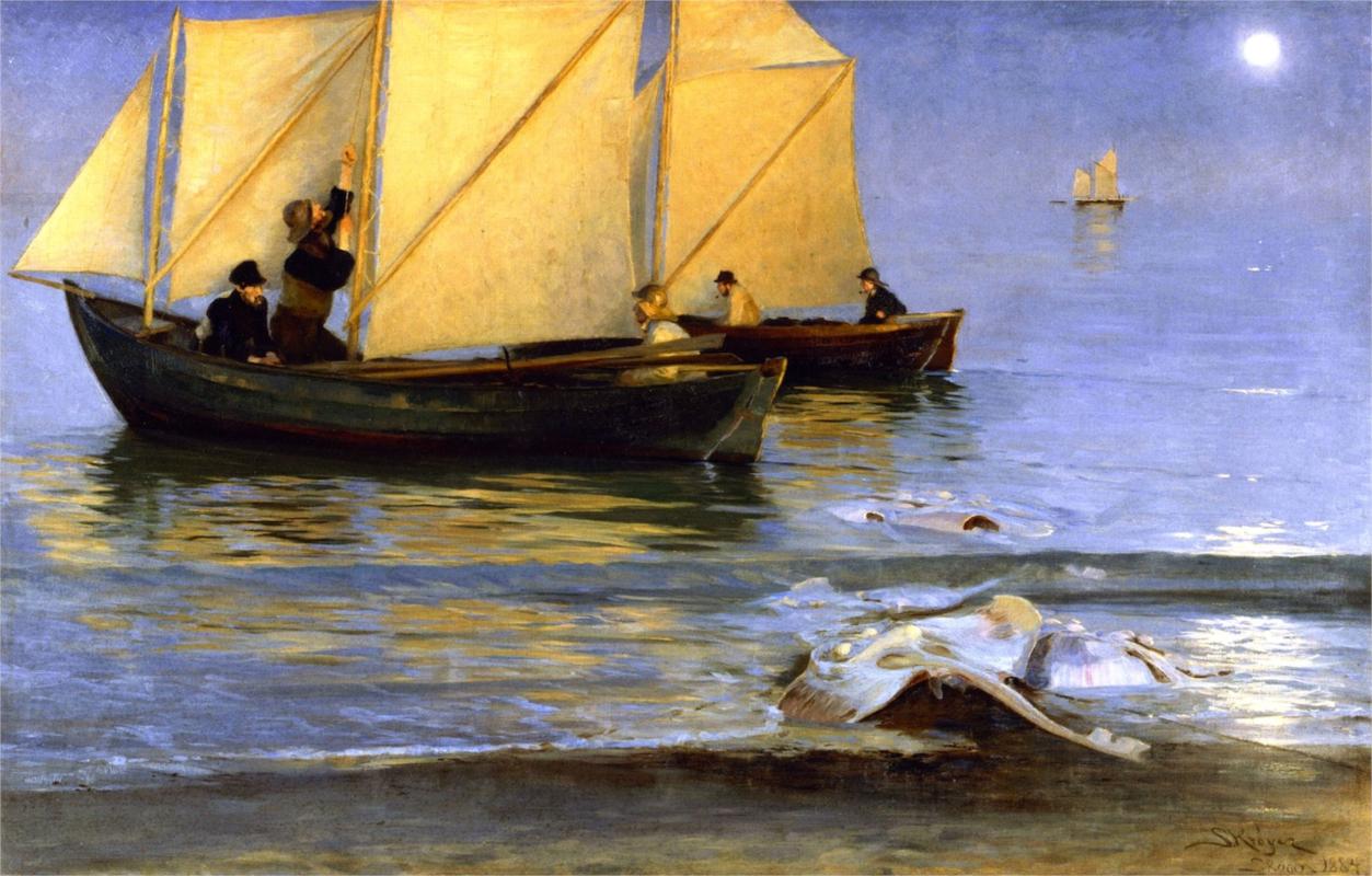 Fishing Boats, 1884 - Peder Severin Kroyer Painting On Canvas